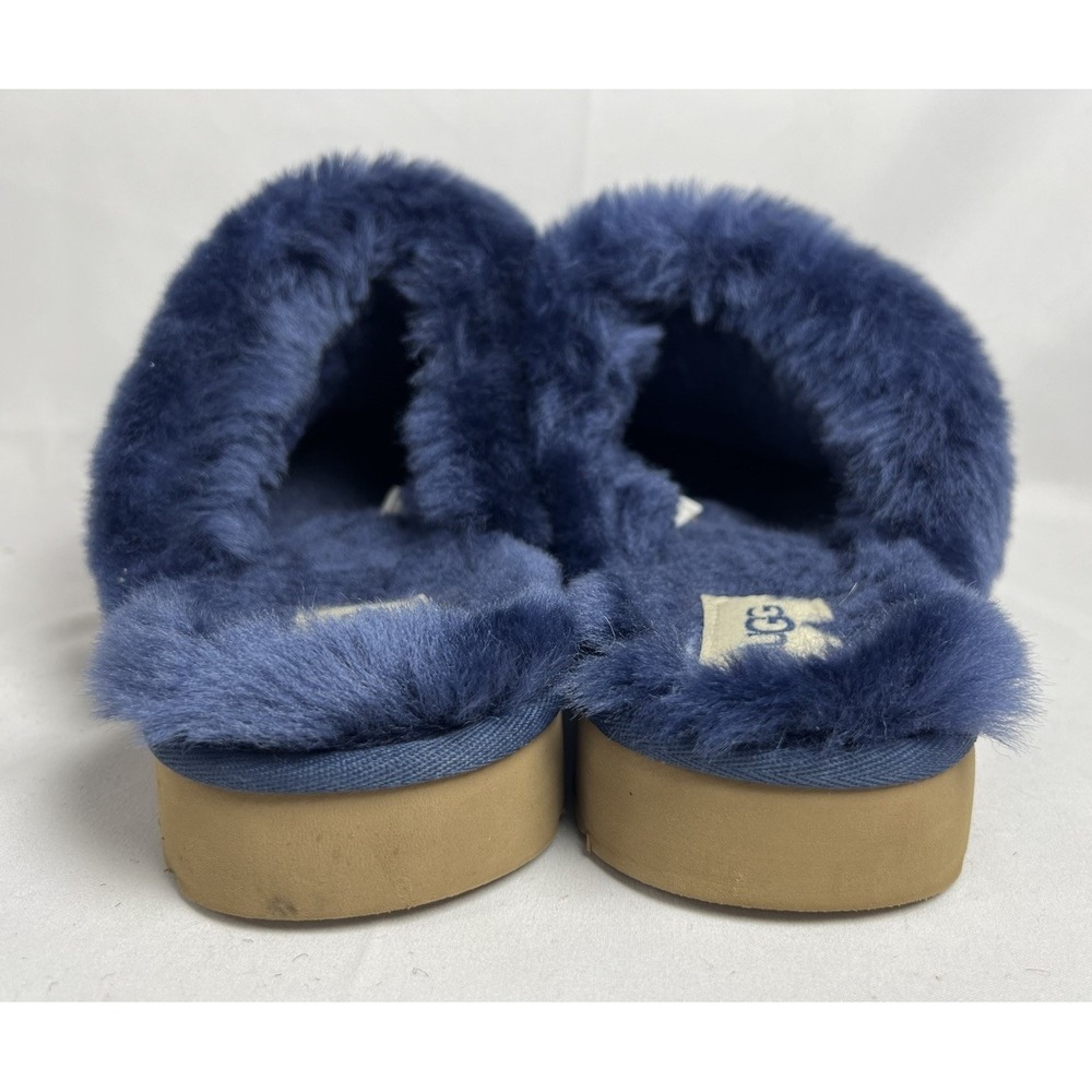 UGG AUSTRALIA REAL Sheepskin! Slide Slippers  Womens Sz 9 Shoes Navy VGUC - Picture 9 of 15